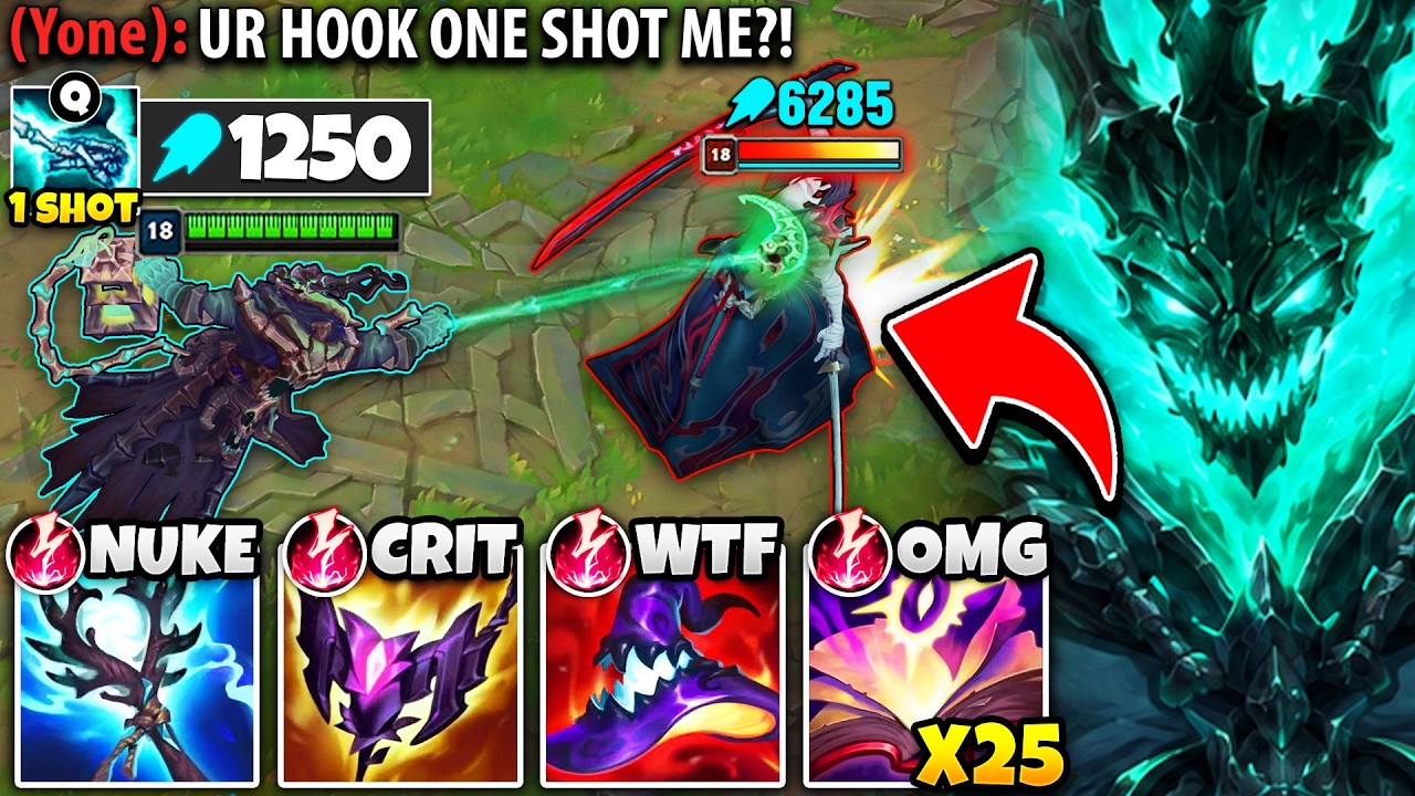 THRESH BUT MY HOOK ONE SHOTS YOU BECAUSE I HAVE 1250 AP! (DODGE MY Q OR DIE)