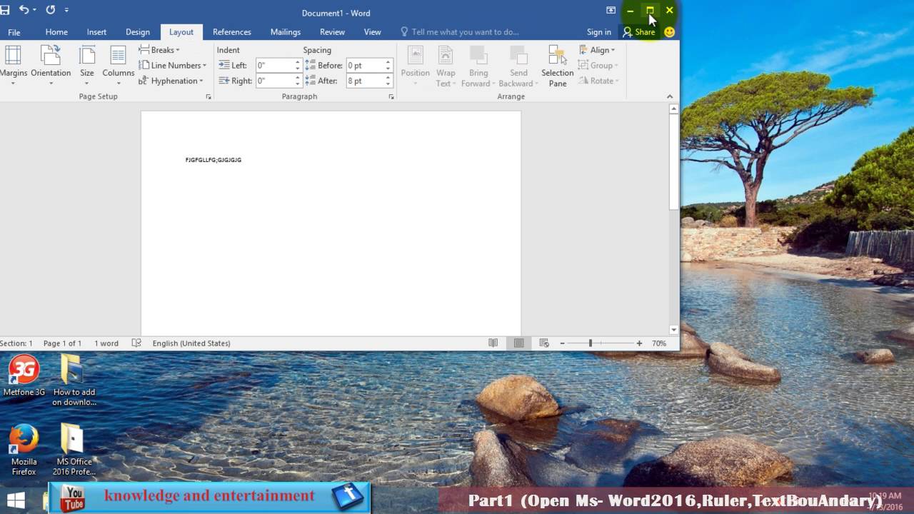 Open Microsoft office word 2016, Ruler, Textboundary (Part1) YouTube