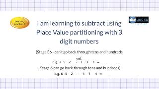 Stage 6 subtract 3 digit numbers using in place value partitioning