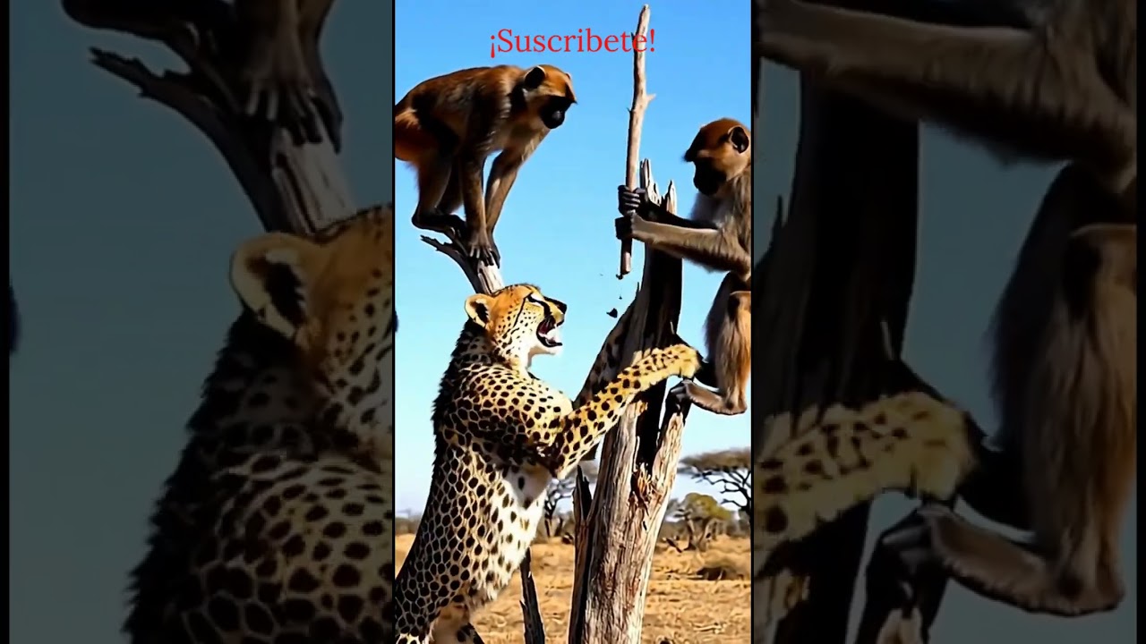 "¡Mono Enfurecido! Le Da Palo al Guepardo que Intentaba Cazarlo 😱🪓🐆" 