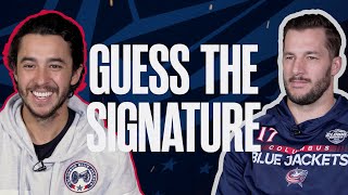 The Blue Jackets are IMPRESSED by one player's signature! Will they Guess the Signature Correctly?