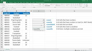 How to Count Cells in Microsoft Excel COUNT, COUNTA, COUNTIF, COUNTIFS Functions #exceltips