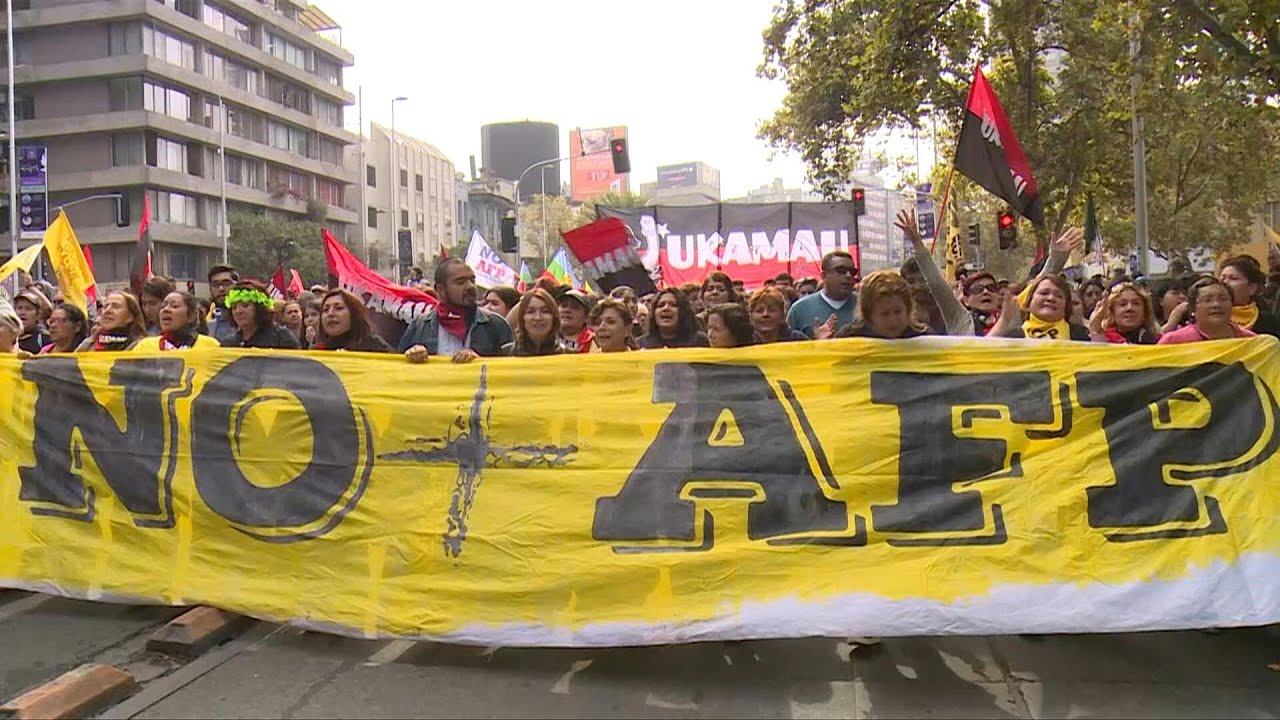 Nueva marcha en Chile en repudio al sistema de jubilación infografías animadas