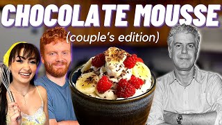 Couples Cooking Challenge | Back to Bourdain E41
I thought this was easy. I thought wrong. My sister and her boyfriend tackle a recipe from Anthony Bourdains Les Halles Cookbook. Today were making the classic dessert, Chocolate Mousse.
🔪 My Essentials
Anthony Bourdains Les Halles Cookbook: https://amzn.to/3ZEgYr3
My Favorite Knife: https://amzn.to/3PZ6eAi
My Apron (other colors available): https://amzn.to/45uQOZr
Please note as an Amazon Associate I earn (a rather small percent 😅) from qualifying purchases through these links. Thank you!
💜 Support me and get a shoutout! - https://ko-fi.com/mitchmai
⭐️ Subscribe: https://www.youtube.com/channel/UCej3
🎵 TikTok: https://www.tiktok.com/@mitchmoves1?
📸 Instagram: https://www.instagram.com/mitch.mai/?
📚 Chapters
00:00 - The Couple Cooking Challenge
01:41 - Rachel and Caden prep the mousse
04:03 - The Mousse gets Messed Up
05:24 - 2nd attempt with Mitch
🍎 Ingredients
• 3 oz/84 g bittersweet chocolate (70% cacao), chopped
• 1 oz/38 m Grand Marnier
• 2 Tbsp/28 g unsalted butter
• 2 eggs, separated
• 1 Tbsp/14 g sugar
• 1/2 cup/225 ml heavy cream
🫕 Equipment
• medium pot
• 3 mixing bowls
• balloon whisk or electric mixer
• rubber spatula
• serving bowl (or cute, individual parfait glasses)
• pastry bag with tip (optional)
#anthonybourdain #mousse #chocolate Couples Cooking Challenge | Back to Bourdain E41