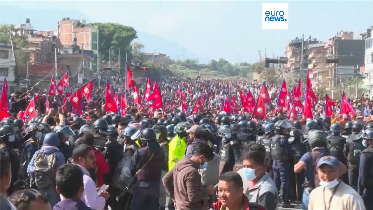 Clashes in Nepal crowd faces Riot Police in Kathmandu demanding