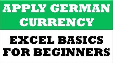 How to change value to German currency format in Excel | Excel Basics