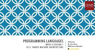 Week 4 Session 1: Chapter 5 Target Machine Architecture