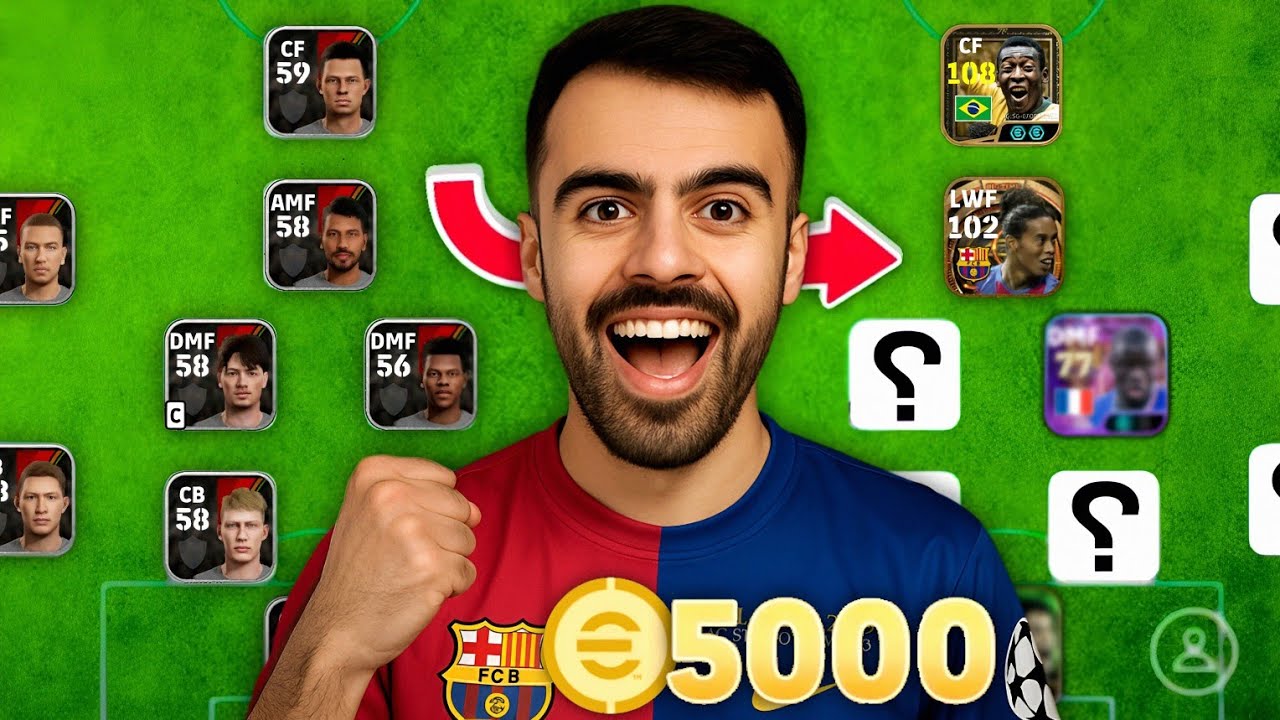 طورت حساب من الصفر بـ 5000 كوينز !! 🤯🔥 والحظ صدمني 😱 || eFootball Mobile
