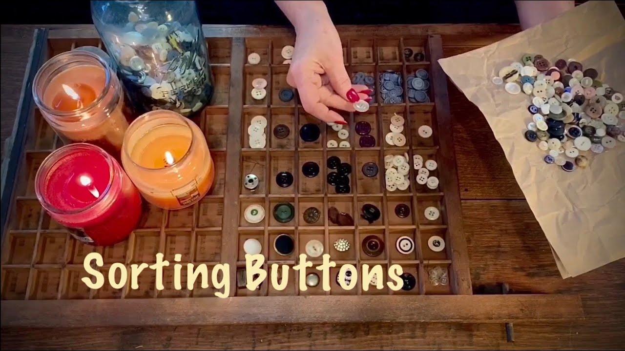 ASMR Serious Button Sorting (No talking) Paper crinkles/Wood sounds