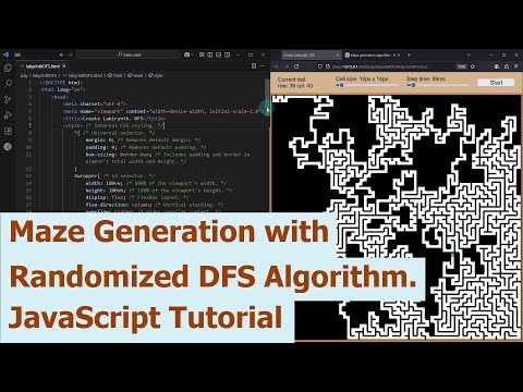 Maze Generation with Randomized DFS Algorithm. JavaScript Tutorial.
