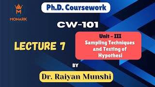Lecture 7 CW-101 Unit – III Sampling Techniques and Testing of Hypothesis #phd #dataanalysis