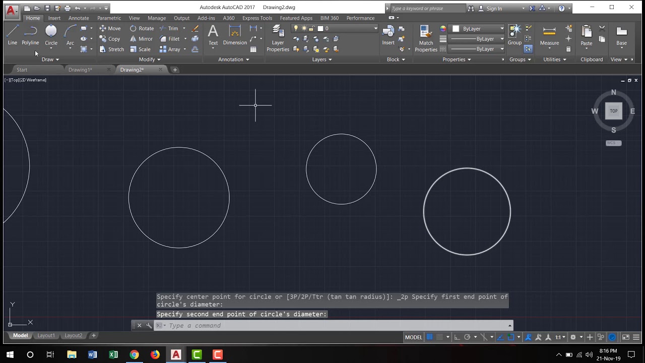 How to draw a circle in AUTOCAD. - YouTube