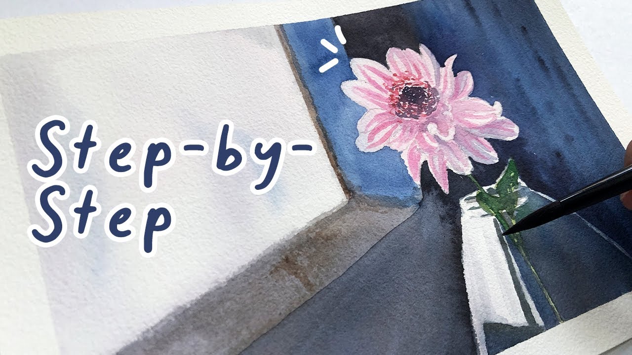 Negative Painting Watercolor Flower | Watercolor Speedpaint