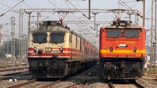 Dangerous 130kmph WAP7 Indore Duronto+Palace Queen Humsafar+Bhopal Shatabdi attacks Rundhi- IR