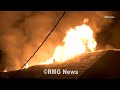 Large hilltop house fire in Pasadena, California.