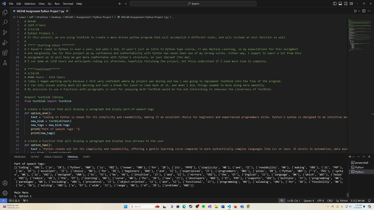 MS548 Python Project 1   week 1