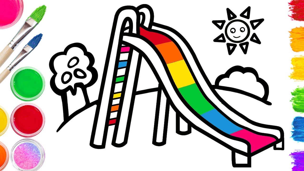 🛝How to Draw a Colorful Playground Slide | Easy Step By Step Tutorial ...