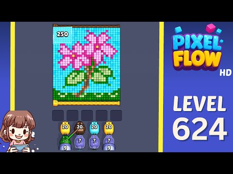 Pixel Flow Level 624 Solution Walkthrough