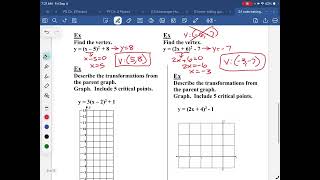 Algebra 2 - Big Ideas 2.1 - Transformations of Quadratic Functions New