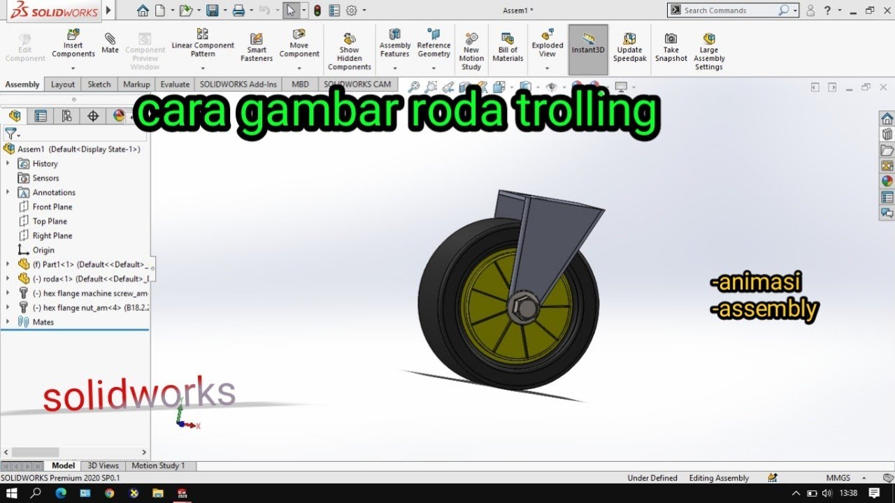 Grabcad Solidworks Roda cara buat roda troly di solidworks - YouTube