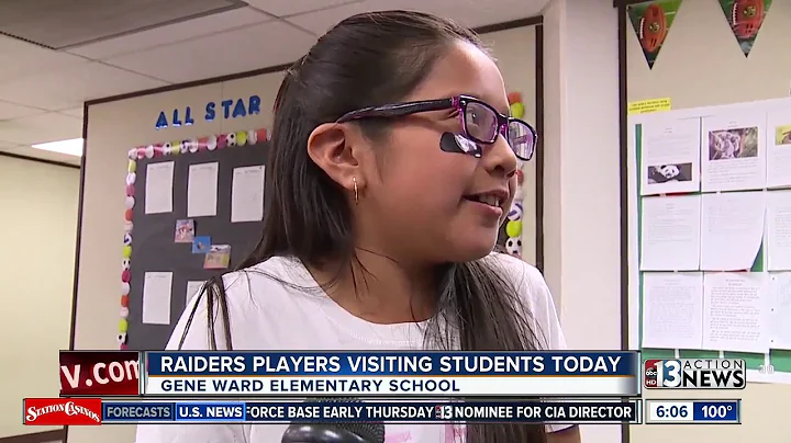 Raiders visit Gene Ward Elementary to congratulate...