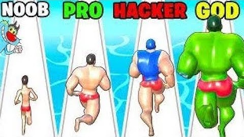 NOOB vs PRO vs HACKER | In Muscle Rush | With Oggy And Jack