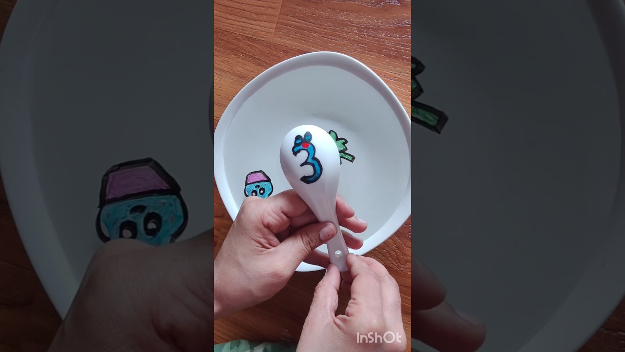 Number ' 3 ' drawing and coloring for kids