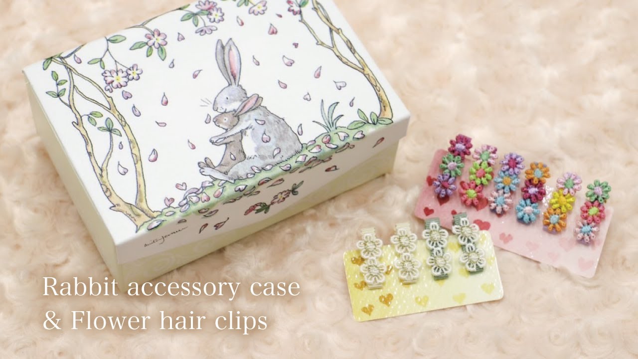 DIY/decoupage/handmade】 Rabbit accessory case & Flower hair