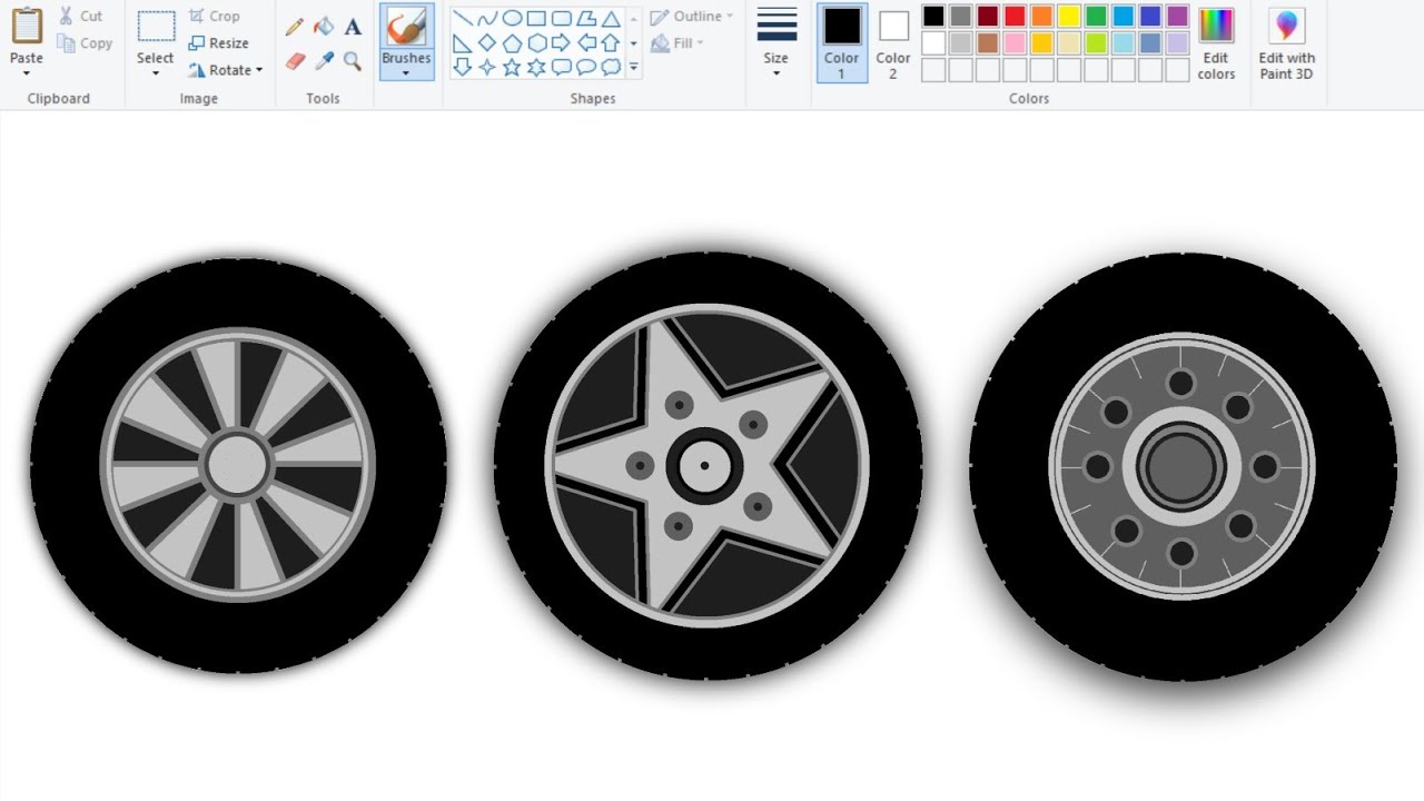 How to design Wheels / Tyres in Ms Paint | Wheel making in computer ...