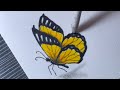 How to draw a 3D Yellow butterfly using oil pastel - step by step very easy!