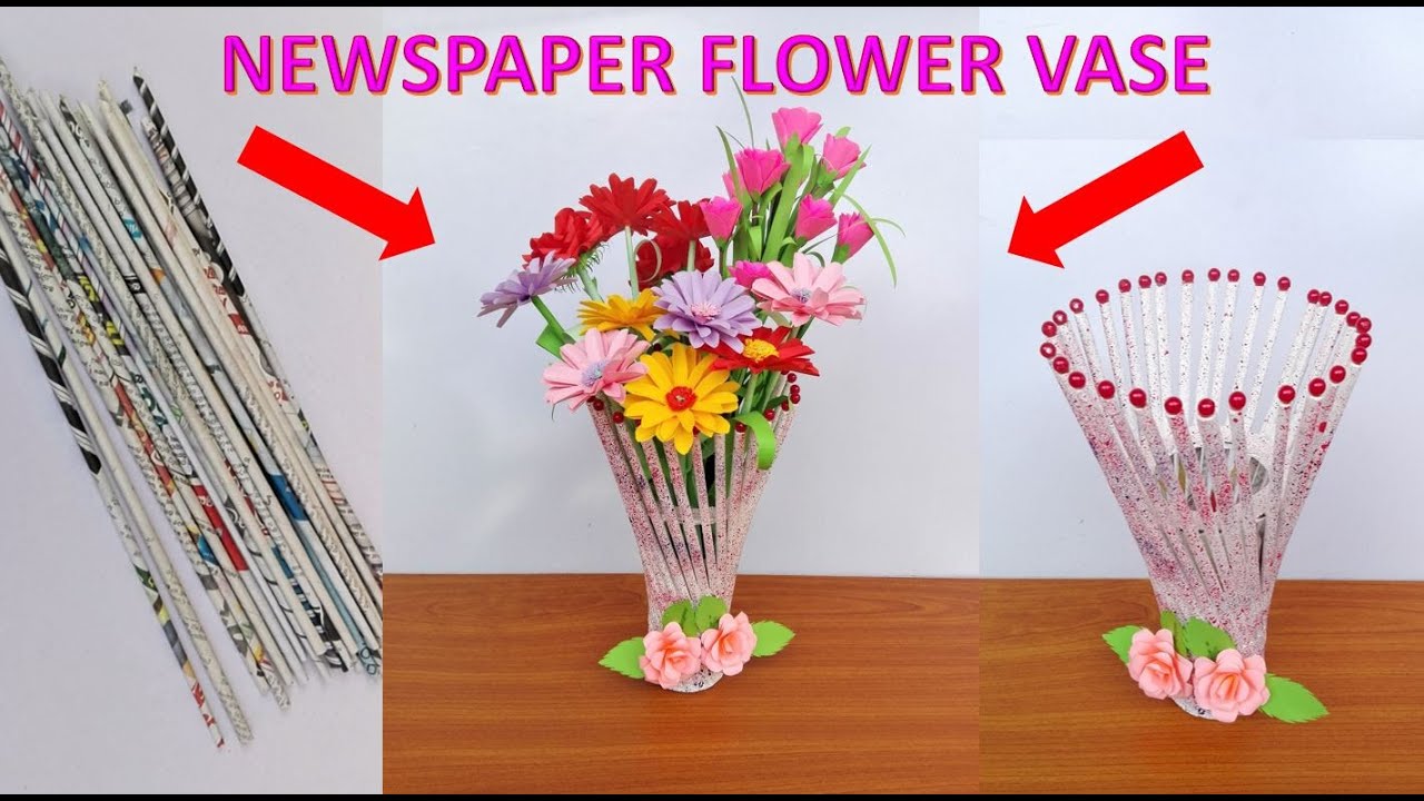 Flower Vase Out Of Waste Newspaper Making Beautiful Flower Vase Paper Craft Ideas 2020