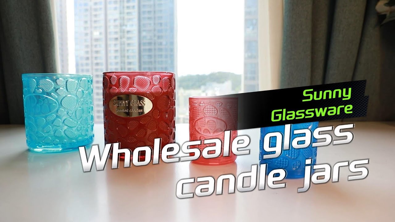 Wholesale colorful relief glass candle jars