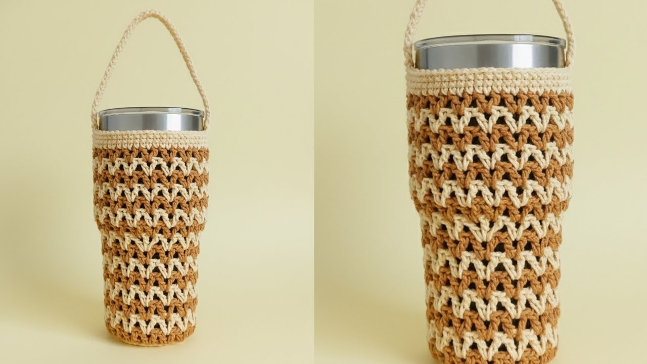 Crochet bottle holder | Móc túi đựng bình nước | Tròn Craft