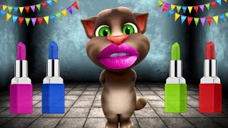 Colourful 4 Lipstick Cat Comedy Video Funny Lipstick Talking Tom Makeup Ep -36