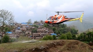 When former NRN president Shesh Ghale landed in his hometown from a helicopter