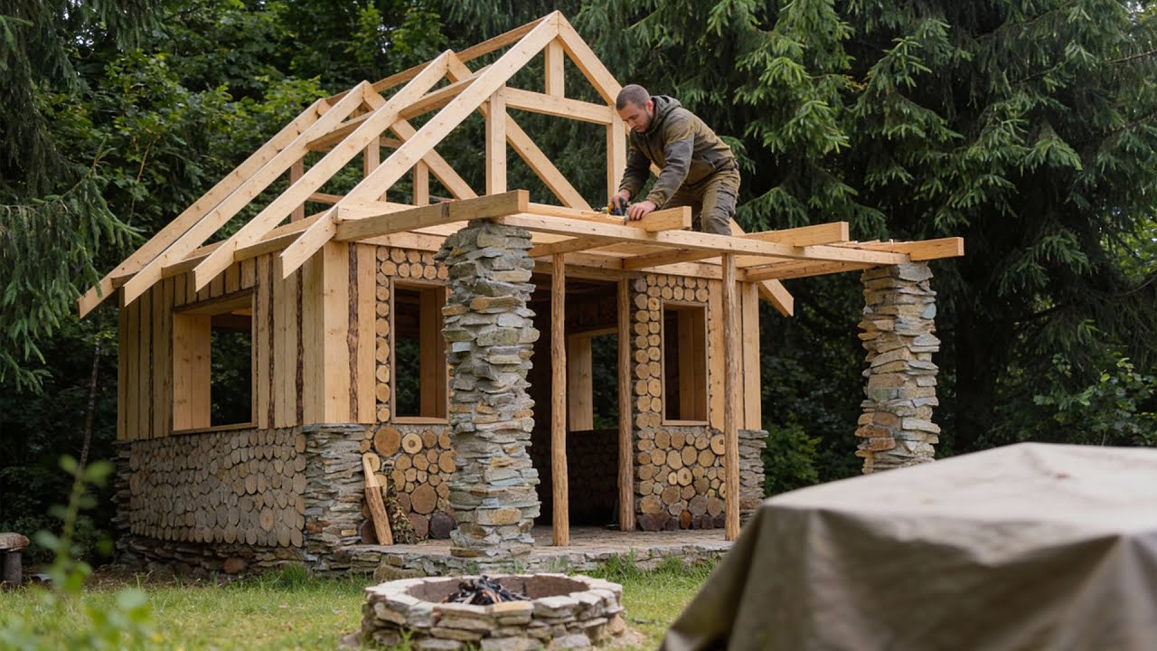 90 Days Alone: Building My Dream Wooden House in the Wilderness