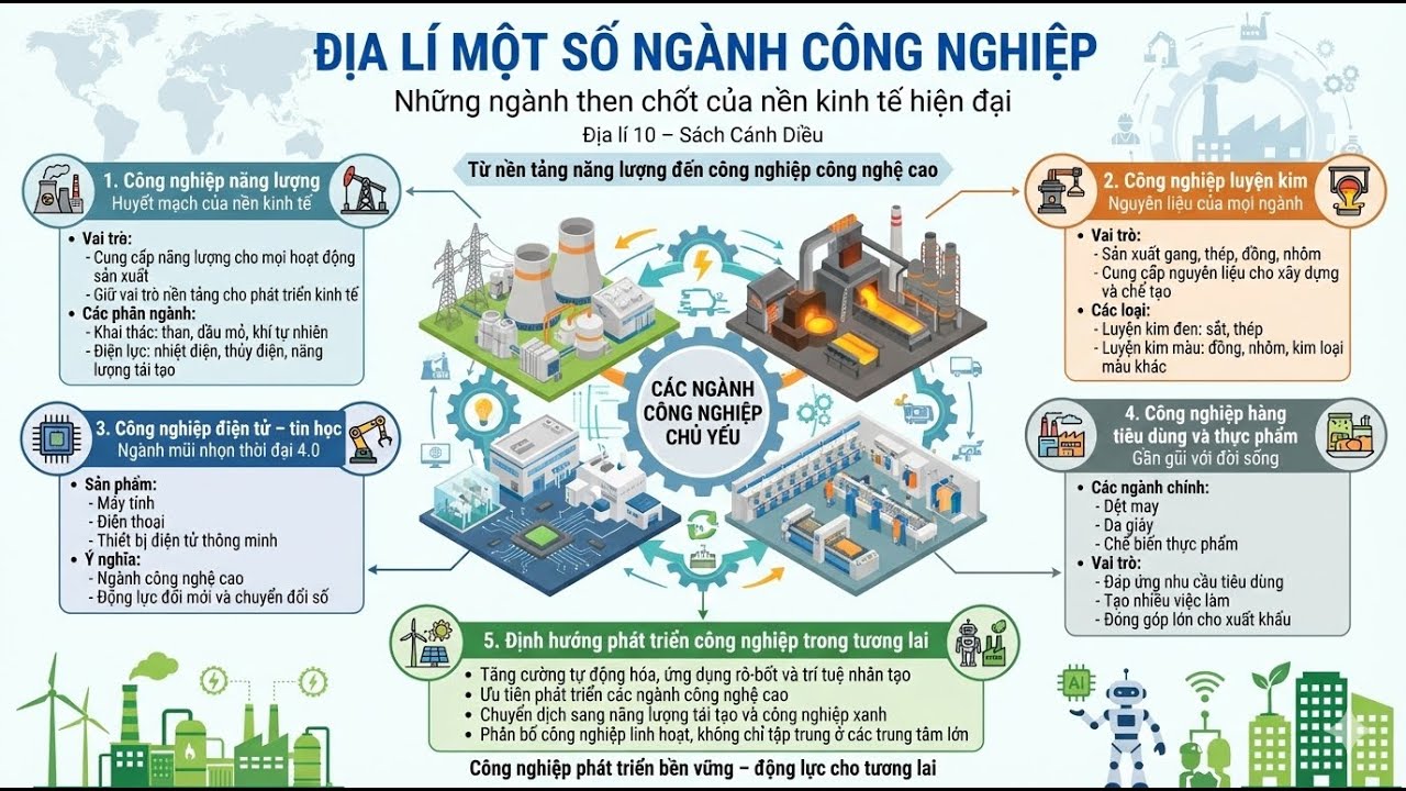 Podcast Địa Lí 10 Cánh Diều - Bài 24: Địa lí một số ngành công nghiệp