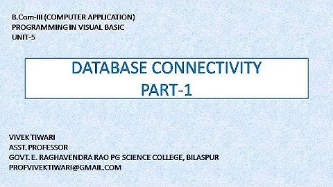 Database Connectivity by MS ADO DATA CONTROL