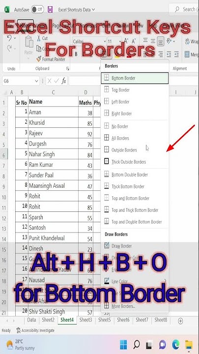 Excel Border Shortcuts Excel Magic shortcuts 11 # Shorts - YouTube