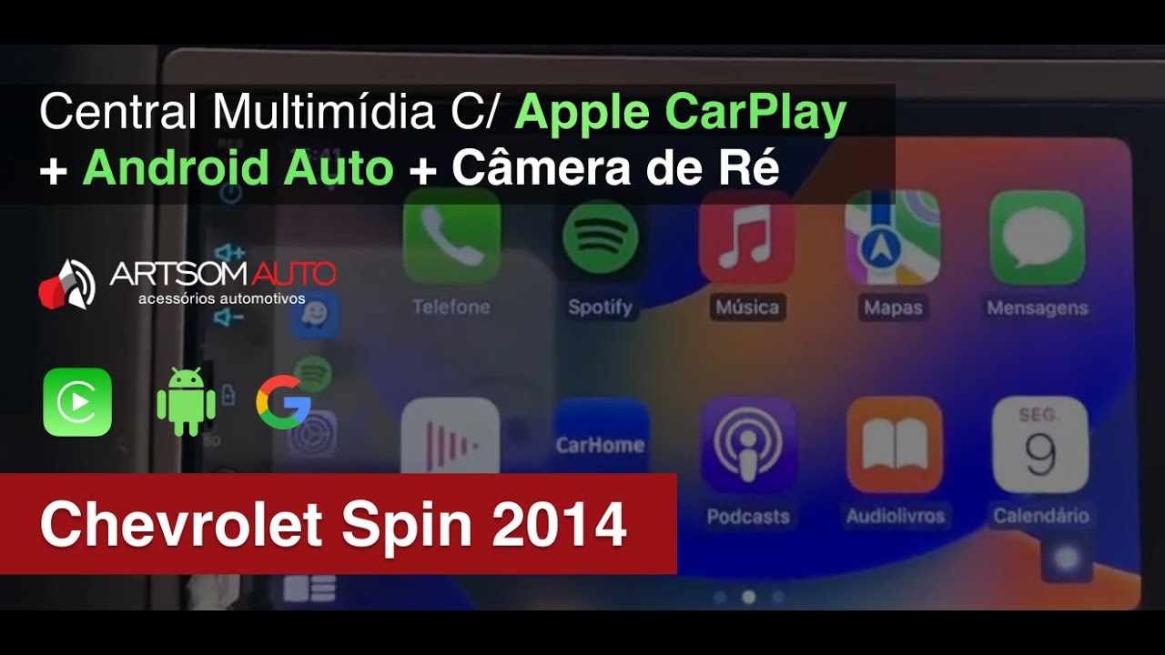 Chevrolet Spin 2014 - Central multimídia Apple CarPlay + Android Auto e câmera de ré - ArtsomAuto