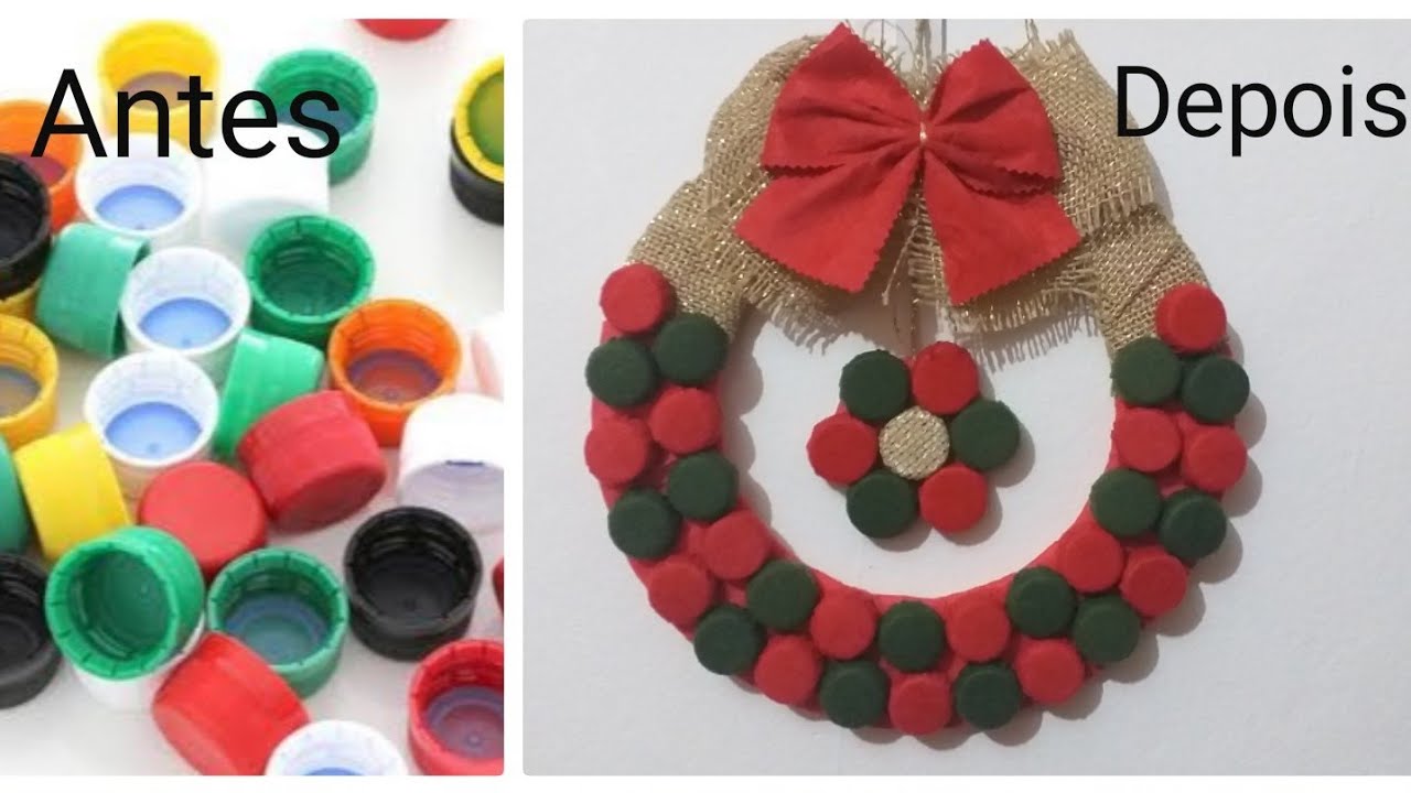 Guirlanda de Natal feita com tampinhas de garrafa. - YouTube