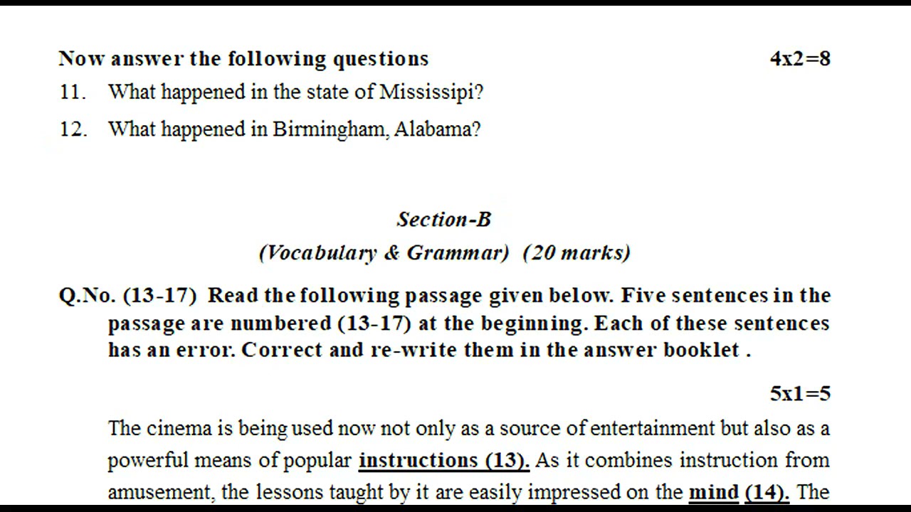9th class english summative assessment sa english model question