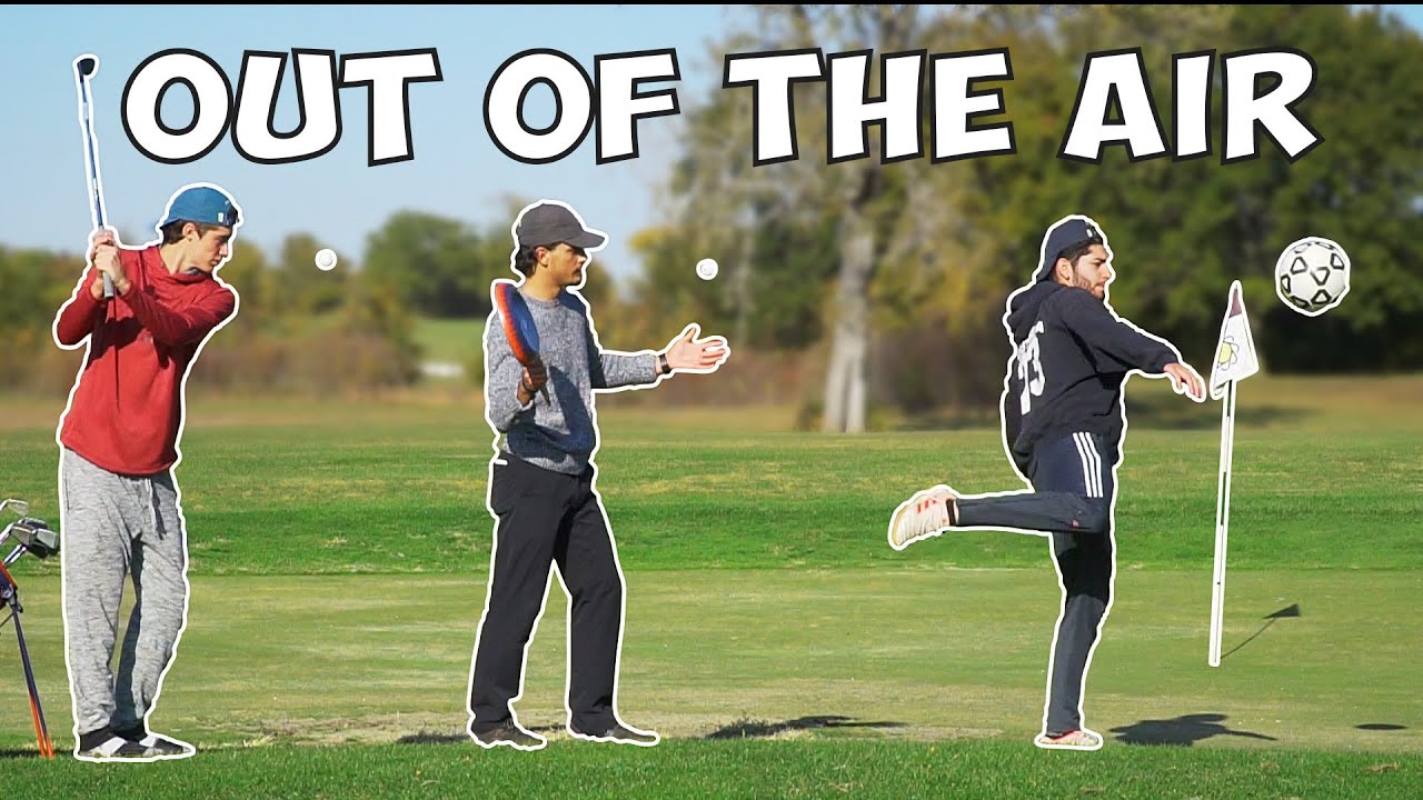 Hitting The Ball Out Of The Air | 3 Hole Challenge - YouTube