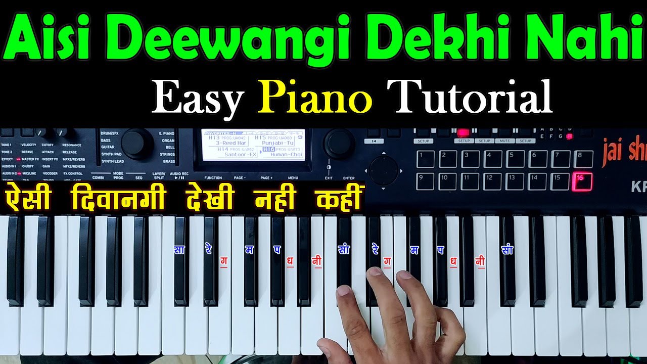 Deewana - Aisi Deewangi - Easy Piano Tutorial With Notations | ऐसी दीवानगी गाना बजाना सीखें