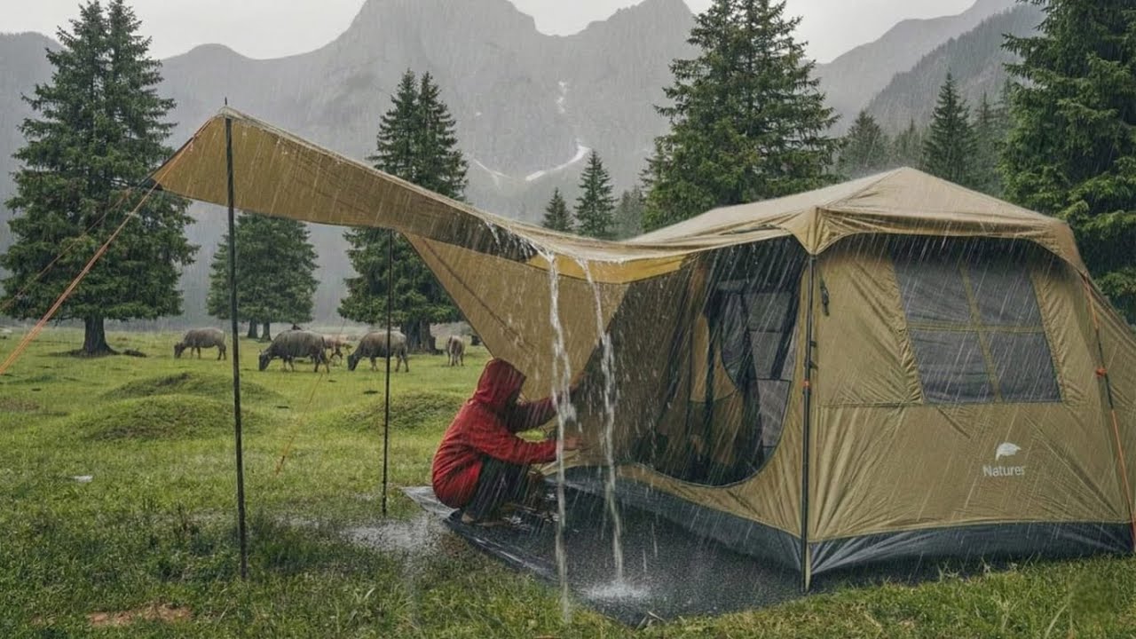 САМЫЙ БЕЗУМНЫЙ ШТОРМ, КОТОРЫЙ Я КОГДА-ЛИБО ВСТРЕЧАЛ ‼️ КЕМПИНГ В УСЛОВИЯХ ПРОЛИВНОГО ДОЖДЯ И ШТОРМА