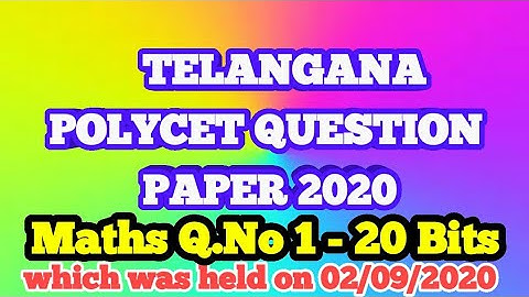 T.S Polycet Question Paper -2020|| Maths Explanation part-1
