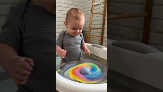Sweet 10-Month-Old Girl's Blue Bird Bath Bomb Joy! 🐦 Tears to Playtime!