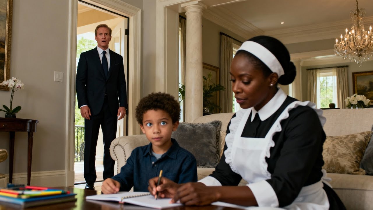 Billionaire Comes Home Early — What He Sees His Black Maid Teaching His Son Leaves Him Speechless