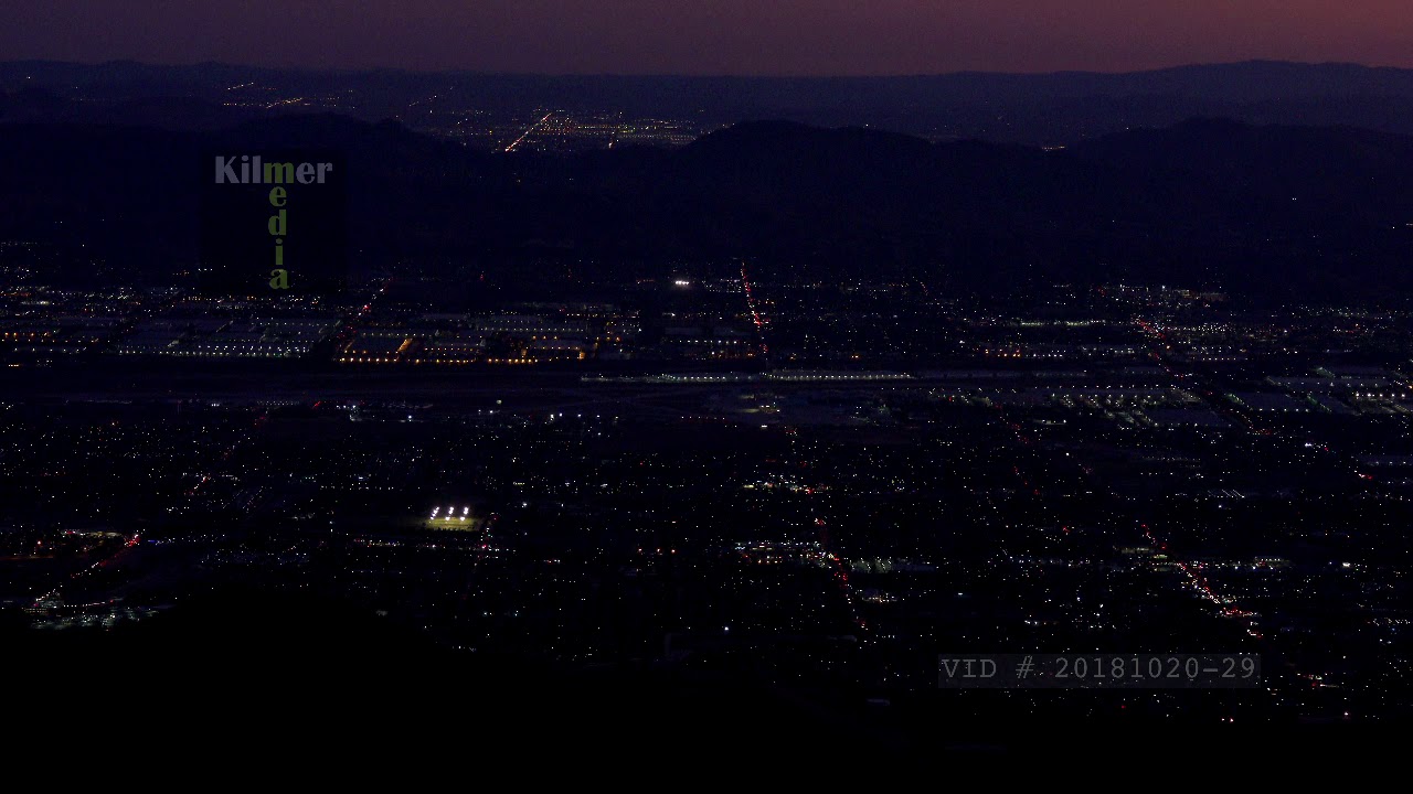City Lights of San Bernardino, California Flickering in the Early Evening