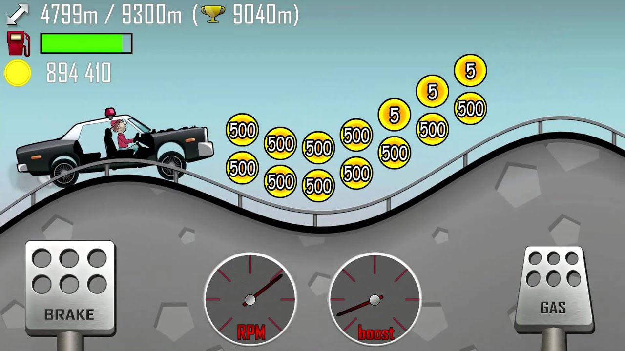 Hill Climb Racing: Police Car does 9873m on the Highway